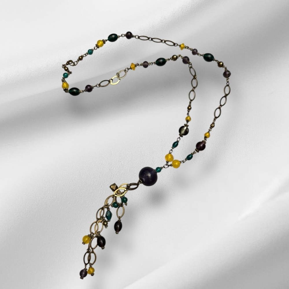 Vintage Long Necklace with Glass Beads